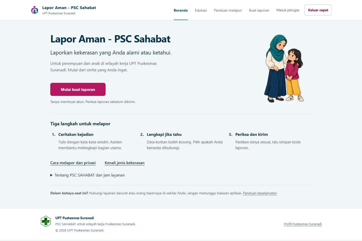 PSC Sahabat public reporting portal with reporting guidance
